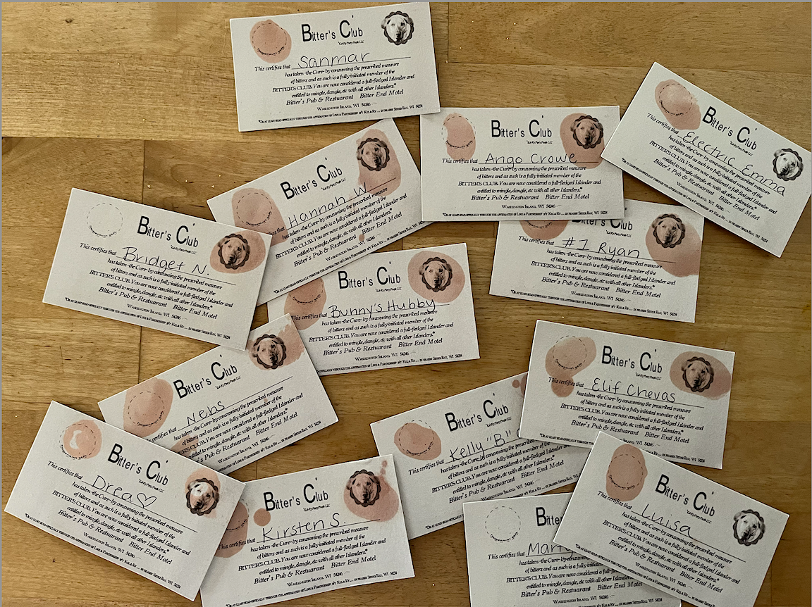 Many bitters club cards.